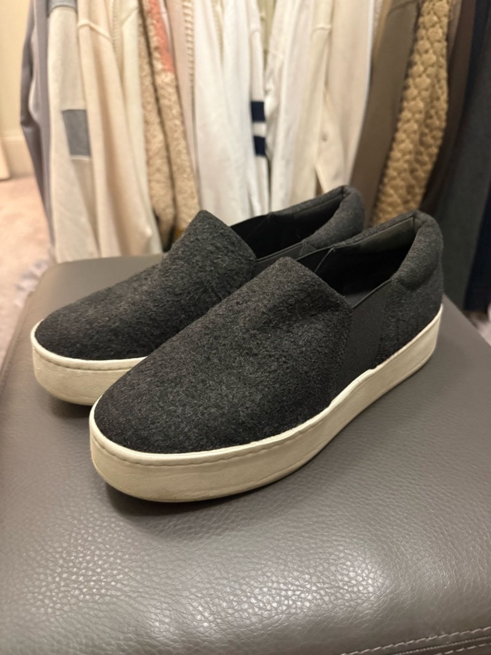 Vince Preston Gray Slip On Shoes